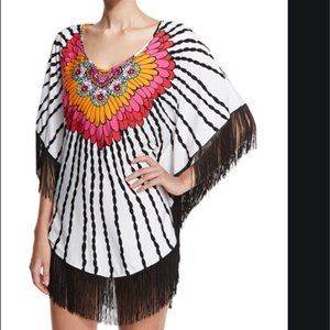 Trina Turk Ibiza Fringe-Trim Poncho Coverup